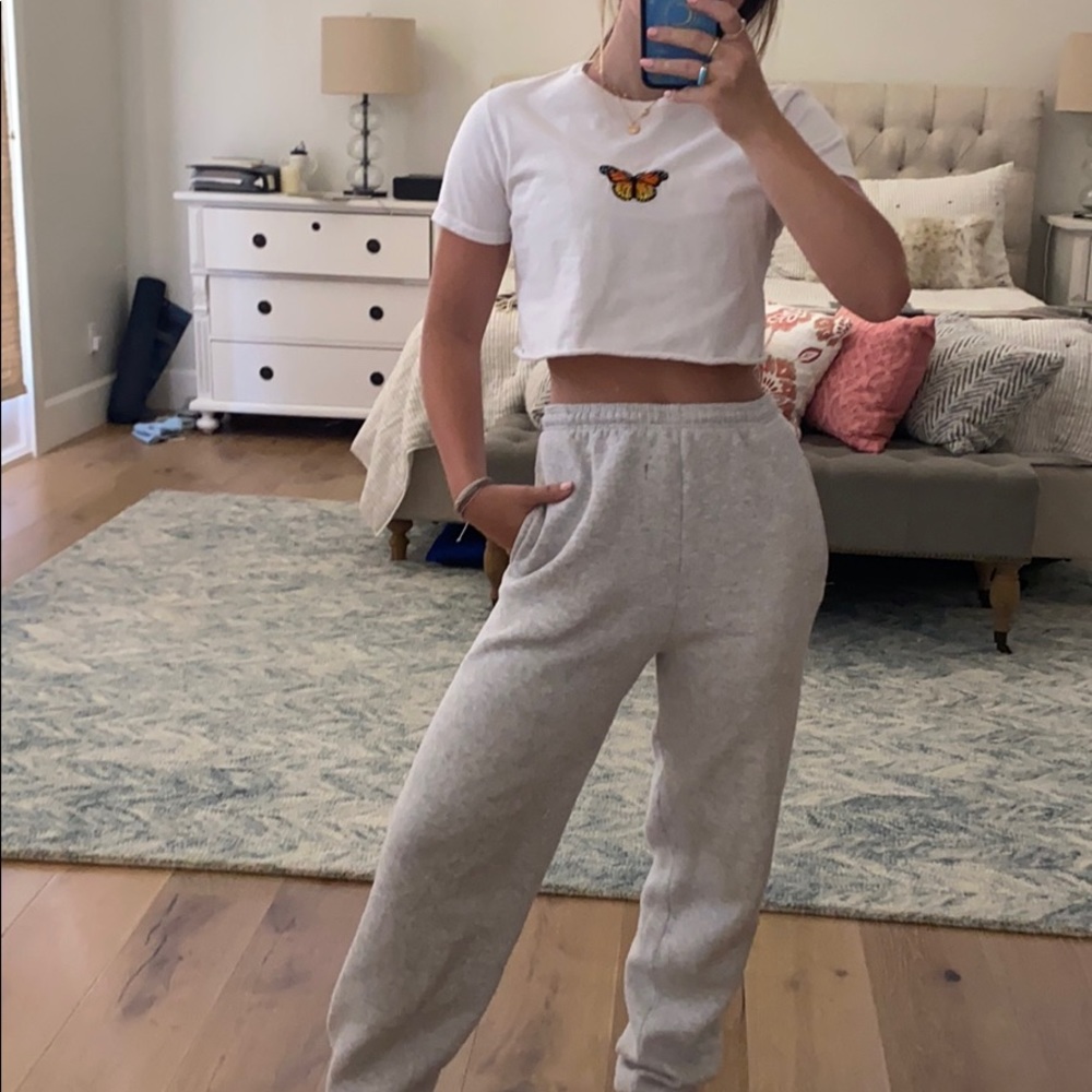 White butterfly crop top